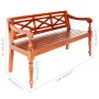 Panchina Batavia 136 cm Legno Massello di Mogano Marrone Scuro