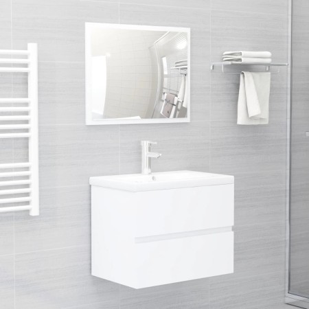 Set Mobili da Bagno 2 pz Bianco in Legno Multistrato