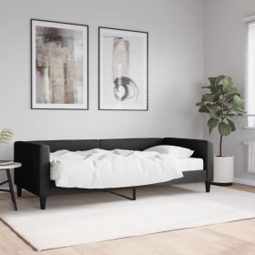 Divano Letto con Materasso Nero 90x200 cm in Tessuto