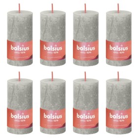 Bolsius Candele Rustiche a Colonna Shine 8 pz 100x50 mm Grigio Sabbia