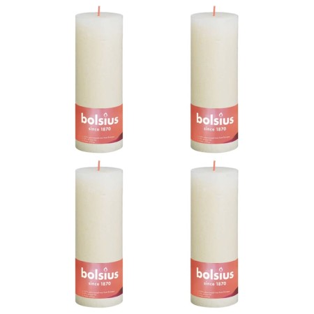 Bolsius Candele Rustiche a Colonna Shine 4 pz 190x68 mm Perla Delicato