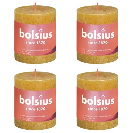 Bolsius Candele Rustiche Colonna Shine 4 pz 80x68 mm Giallo Favo