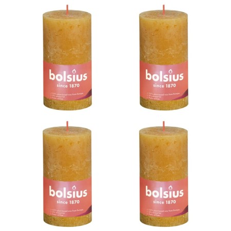 Bolsius Candele Rustiche Colonna Shine 4 pz 130x68 mm Giallo Favo