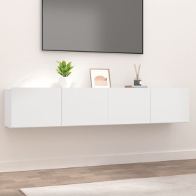 Mobili TV 2 pz Bianchi 80x30x30 cm in Legno Multistrato