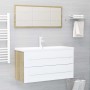 Set Mobili Bagno 2 pz Bianco e Rovere Sonoma Legno Multistrato