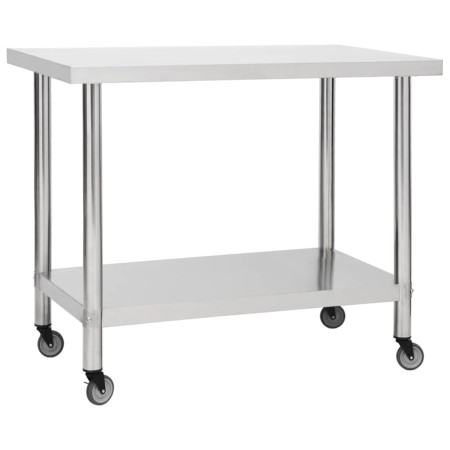 Tavolo da Lavoro Cucina con Ruote 100x45x85 cm in Acciaio Inox