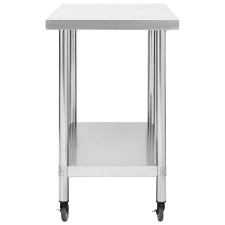 Tavolo da Lavoro Cucina con Ruote 100x45x85 cm in Acciaio Inox