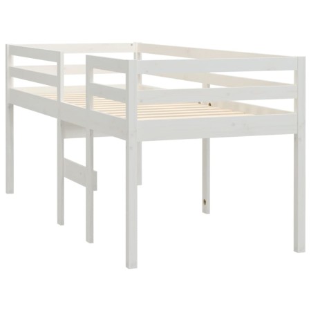 Letto a Soppalco Bianco 80x200 cm in Legno Massello di Pino