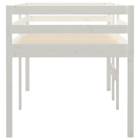 Letto a Soppalco Bianco 80x200 cm in Legno Massello di Pino