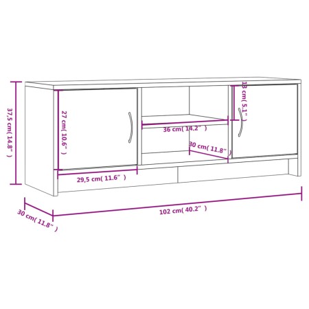 Mobile Porta TV Rovere Marrone 102x30x37,5 cm Legno Multistrato