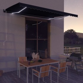 Tenda a Scomparsa con Sensore Vento e LED 600x300 cm Antracite