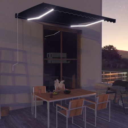 Tenda a Scomparsa con Sensore Vento e LED 400x300 cm Antracite