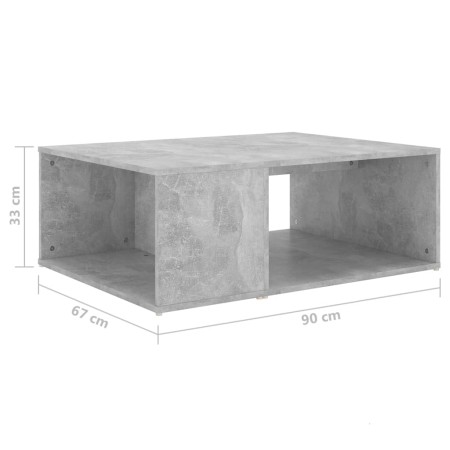 Tavolino da Salotto Grigio Cemento 90x67x33cm Legno Multistrato