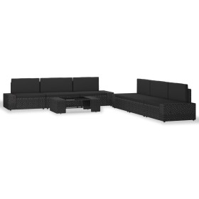 Set Divani da Giardino 7 pz in Polyrattan Nero