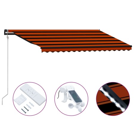 Tenda da Sole Retrattile Sensore LED 400x300cm Arancio Marrone