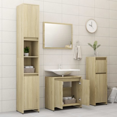 Set Mobili da Bagno 4 pz Rovere Sonoma in Truciolato