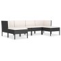 Set Divani da Giardino 6 pz con Cuscini in Polyrattan Nero