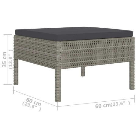 Set Divani da Giardino 6 pz con Cuscini in Polyrattan Grigio