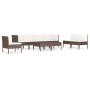 Set Divani da Giardino 9 pz con Cuscini in Polyrattan Marrone