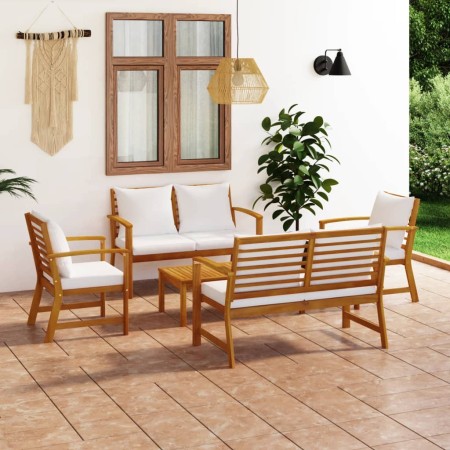 Set Divani da Giardino 5 pz con Cuscini in Legno Acacia