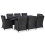 Set da Pranzo per Esterni 9 pz in Polyrattan Nero