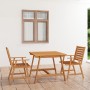 Set da Pranzo da Giardino 3 pz in Legno Massello di Acacia