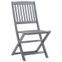Set da Pranzo per Giardino 9 pz Legno Massello di Acacia Grigio