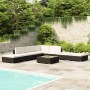 Set Divani da Giardino 8 pz con Cuscini in Polyrattan Nero