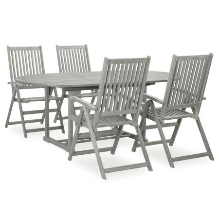 Set Pranzo da Giardino 5 pz in Legno Massello di Acacia Grigio