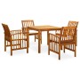 Set da Pranzo da Giardino 5 pz con Cuscini Massello di Acacia