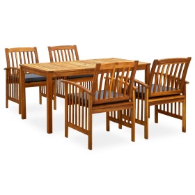 Set da Pranzo da Giardino 5 pz con Cuscini Massello di Acacia