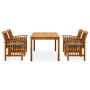 Set da Pranzo da Giardino 5 pz con Cuscini Massello di Acacia