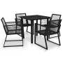 Set da Pranzo da Giardino 5 pz in Rattan PVC Nero