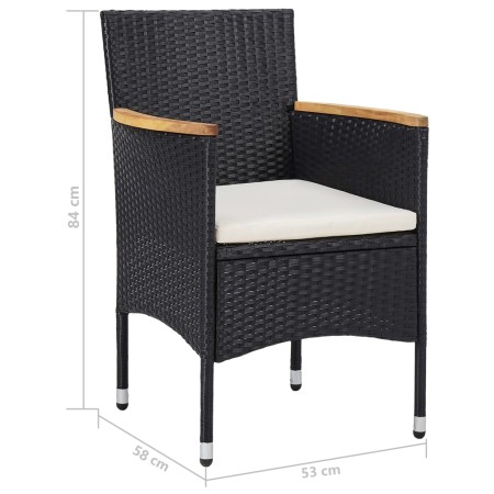 Set Mobili da Pranzo per Giardino 5 pz Nero Polyrattan e Acacia