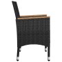 Set da Bistrot per Giardino 3 pz in Polyrattan e Acacia Nero