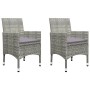 Set Bistrot Giardino 3 pz Polyrattan e Vetro Temperato Grigio