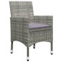 Set Bistrot Giardino 3 pz Polyrattan e Vetro Temperato Grigio
