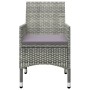 Set Bistrot Giardino 3 pz Polyrattan e Vetro Temperato Grigio
