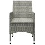 Set Bistrot Giardino 3 pz Polyrattan e Vetro Temperato Grigio