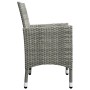 Set Bistrot Giardino 3 pz Polyrattan e Vetro Temperato Grigio