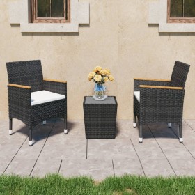 Set da Bistrot per Giardino 3 pz in Polyrattan e Vetro Nero