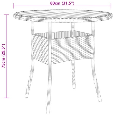 Set da Pranzo per Giardino 3 pz in Polyrattan Grigio