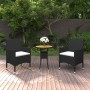 Set da Pranzo per Giardino 3 pz in Polyrattan Nero