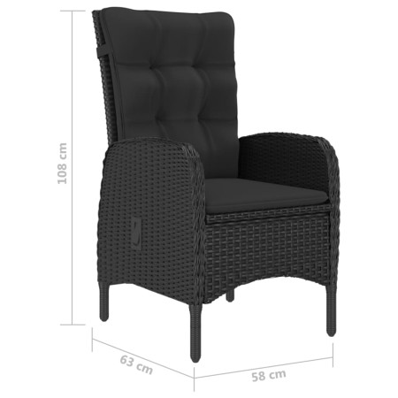 Set Mobili da Pranzo per Giardino 3 pz Polyrattan e Acacia Nero