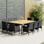 Set da Pranzo per Giardino 11 pz in Polyrattan Grigio