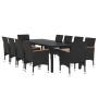 Set da Pranzo per Giardino 11 pz in Polyrattan Nero