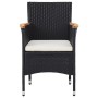 Set da Pranzo per Giardino 11 pz in Polyrattan Nero