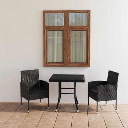 Set da Pranzo da Giardino 3 pz in Polyrattan Nero