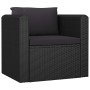 Set Divani da Giardino 7 pz con Cuscini in Polyrattan Nero