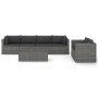 Set Divani da Giardino 7 pz con Cuscini in Polyrattan Grigio